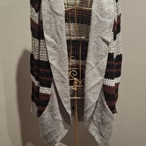 Bobbie Brooks Gray and Black Striped Cardigan